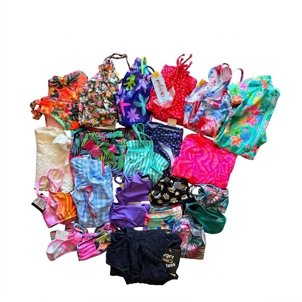Target Cat & Jack Art Class Girls Swim Bathing Suit Bundle XS 4/5 NWT NEW